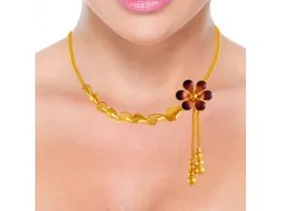 Dazzling Pretty Flower Design 22k Gold Jewellery Set