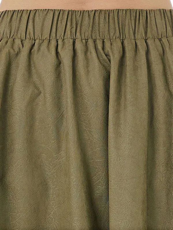 Elasticity Pleated Solid Color Split-Joint Loose Skirts