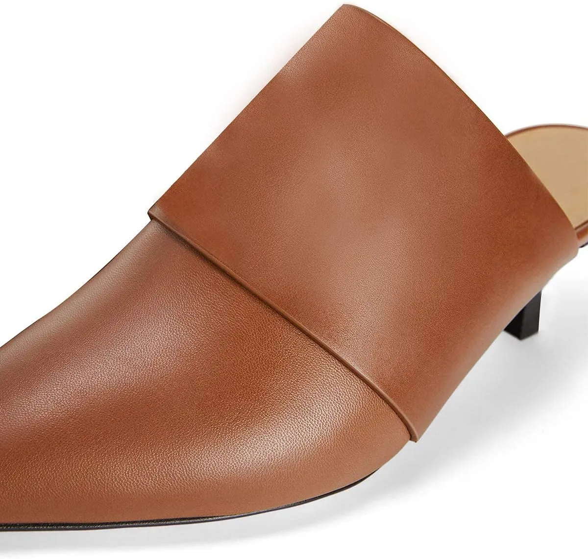 FSJ Women Vintage Slip on Pumps Mules Slide Slipper Pointed Closed Toe Kitten Low Heel Sandals Ladies Girls Evening Party Classic Dress Shoes Size 4-15 US