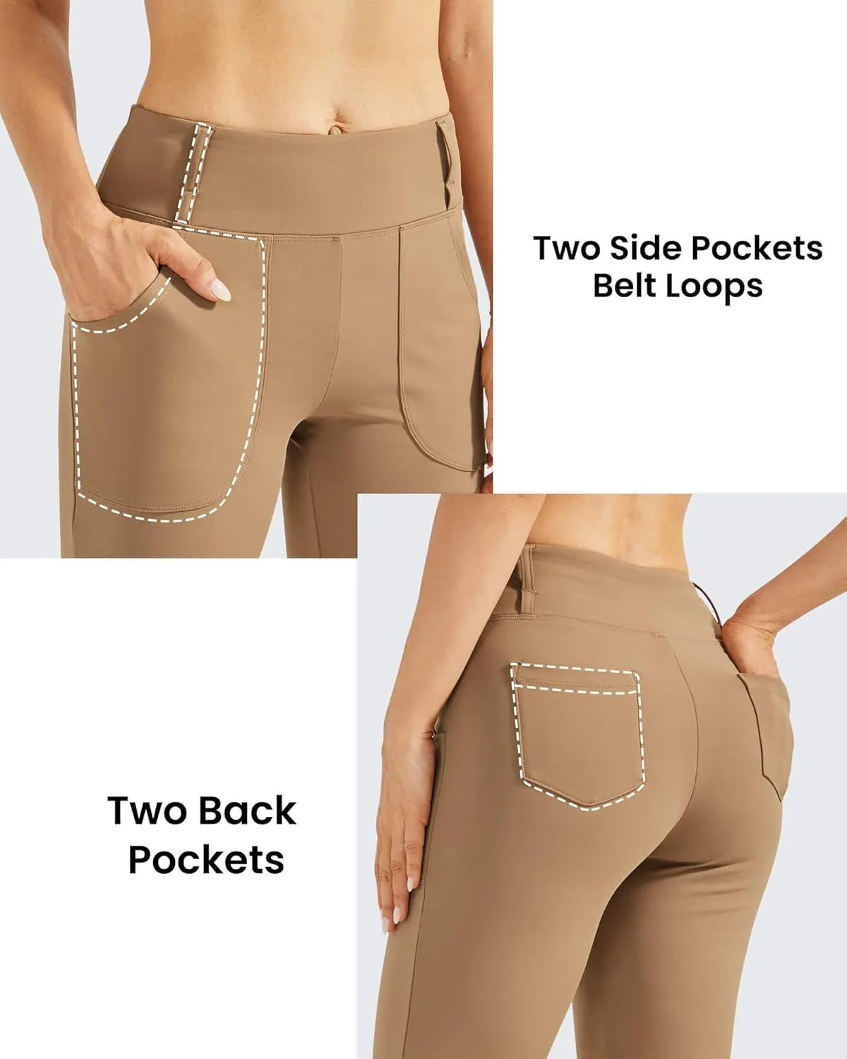 G4Free Fleece Lined Leggings Women Yoga Dress Pants with 4 Pockets Stretchy Work Pants Business Casual 29"/31"/33"