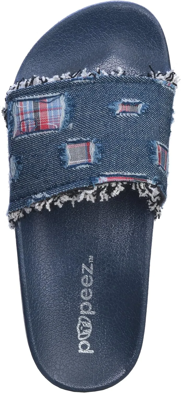 Girl's Sandals Open Toe Slide Denim Slipper Danim/Plaid