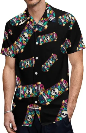 Graffiti Skateboard Mens Long Sleeve Button Up Shirts Hawaiian Printed Beach Shirt Casual Tops