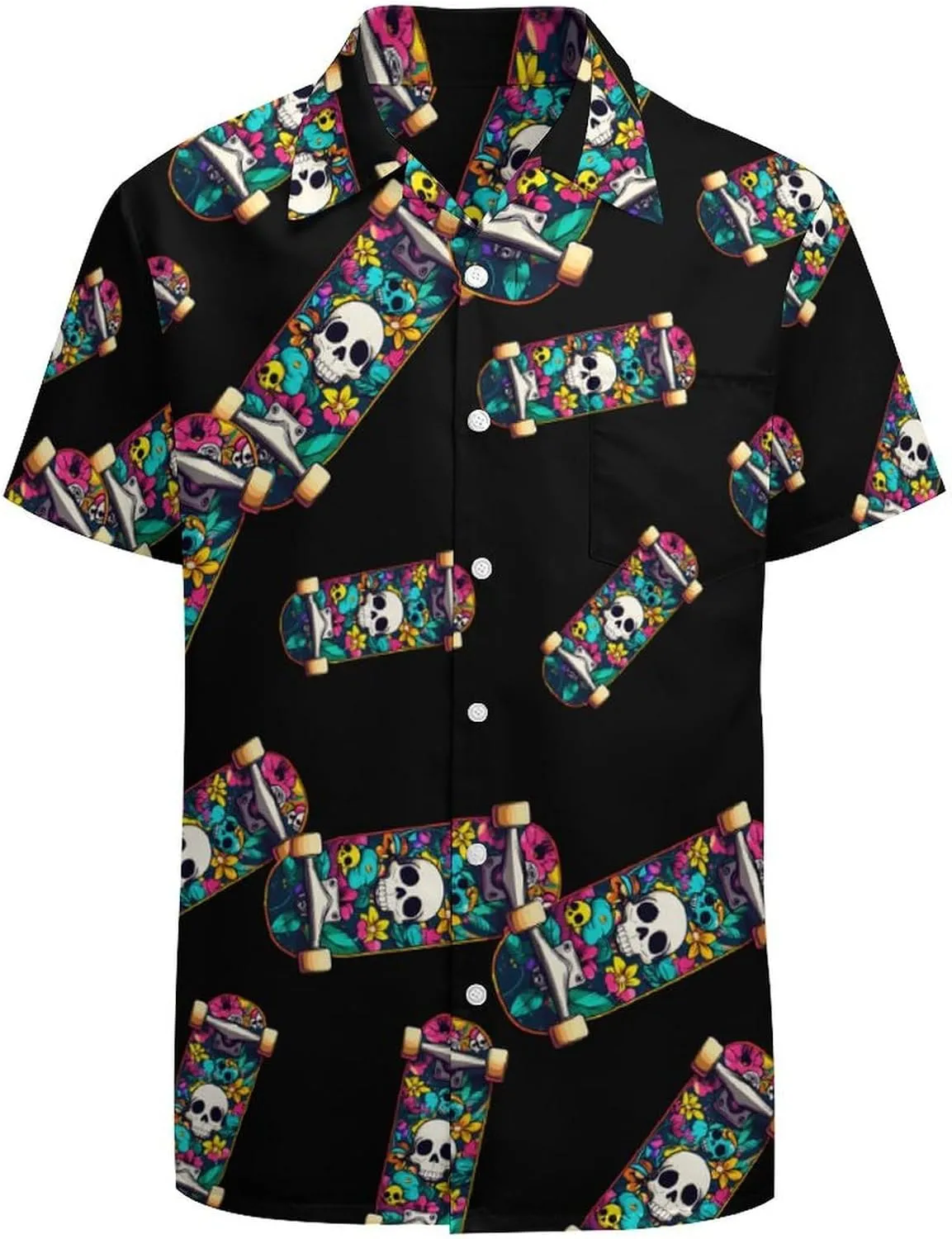 Graffiti Skateboard Mens Long Sleeve Button Up Shirts Hawaiian Printed Beach Shirt Casual Tops