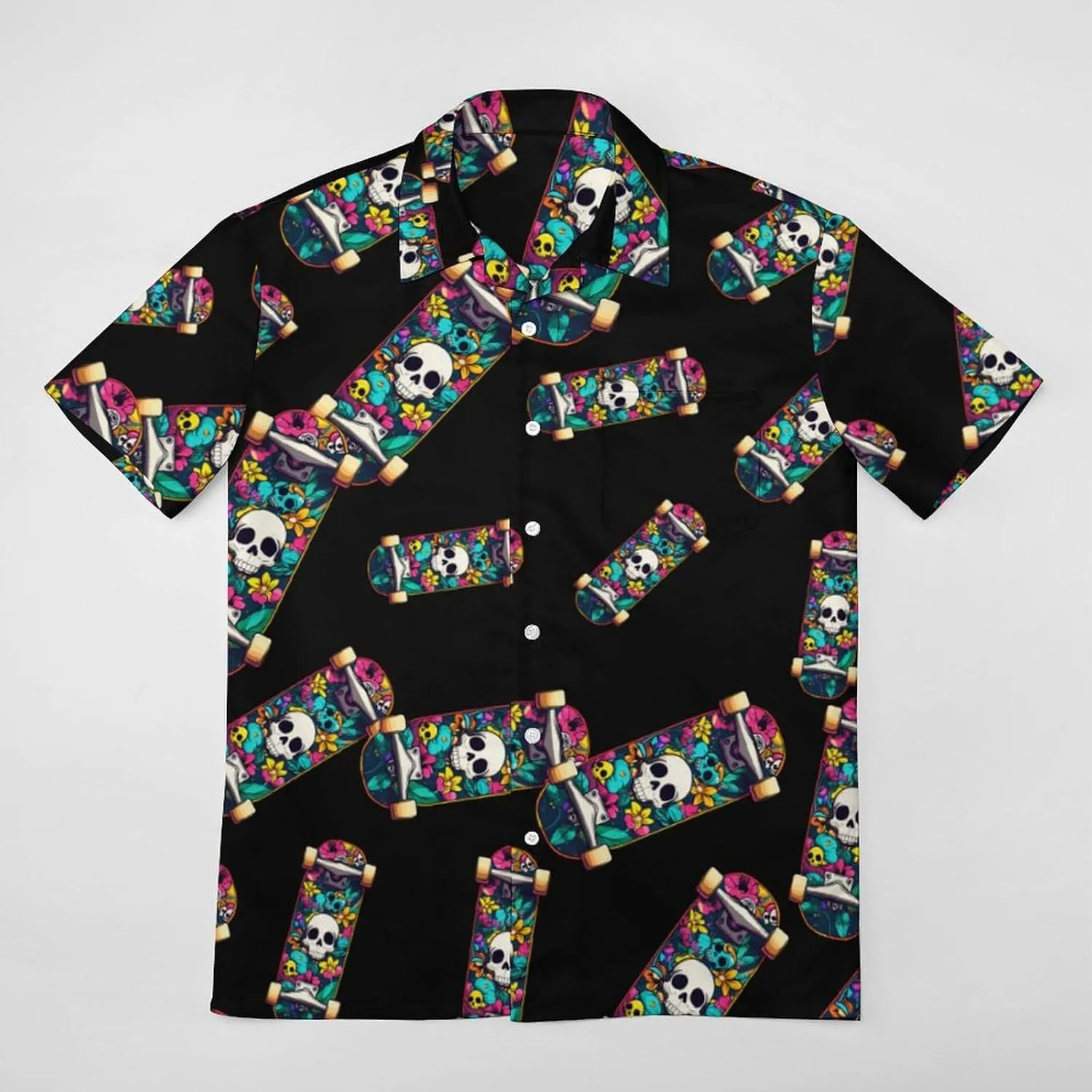 Graffiti Skateboard Mens Long Sleeve Button Up Shirts Hawaiian Printed Beach Shirt Casual Tops
