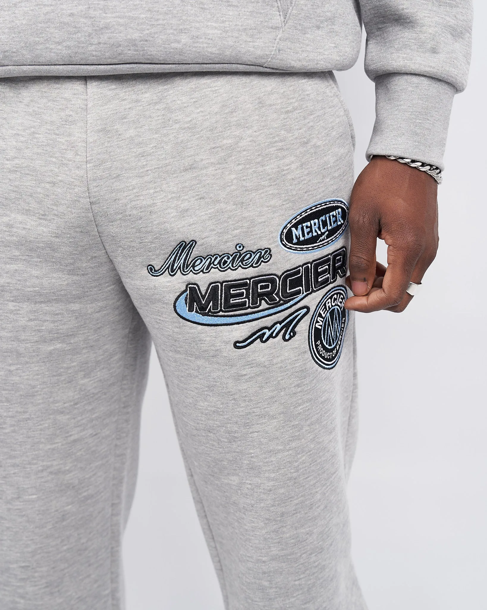 Grey Marl Racer Badge Joggers