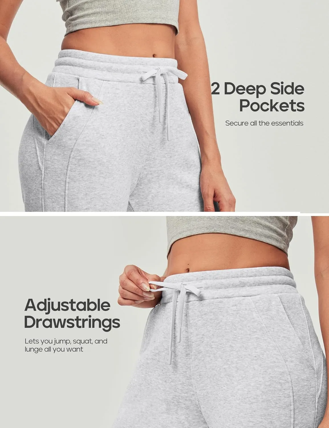 Heathyoga Fleece Lined Wide Leg Sweatpants Women Baggy High Waisted Flare Sweat Pants for Women Joggers with Pockets