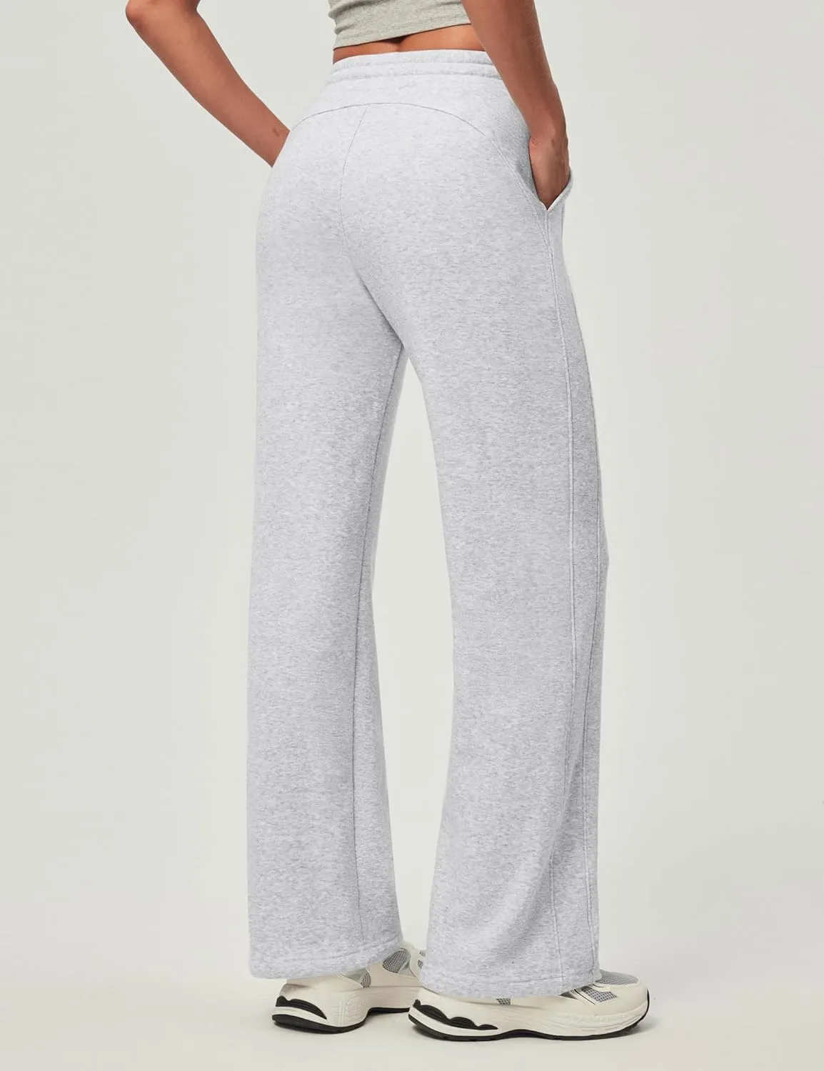Heathyoga Fleece Lined Wide Leg Sweatpants Women Baggy High Waisted Flare Sweat Pants for Women Joggers with Pockets