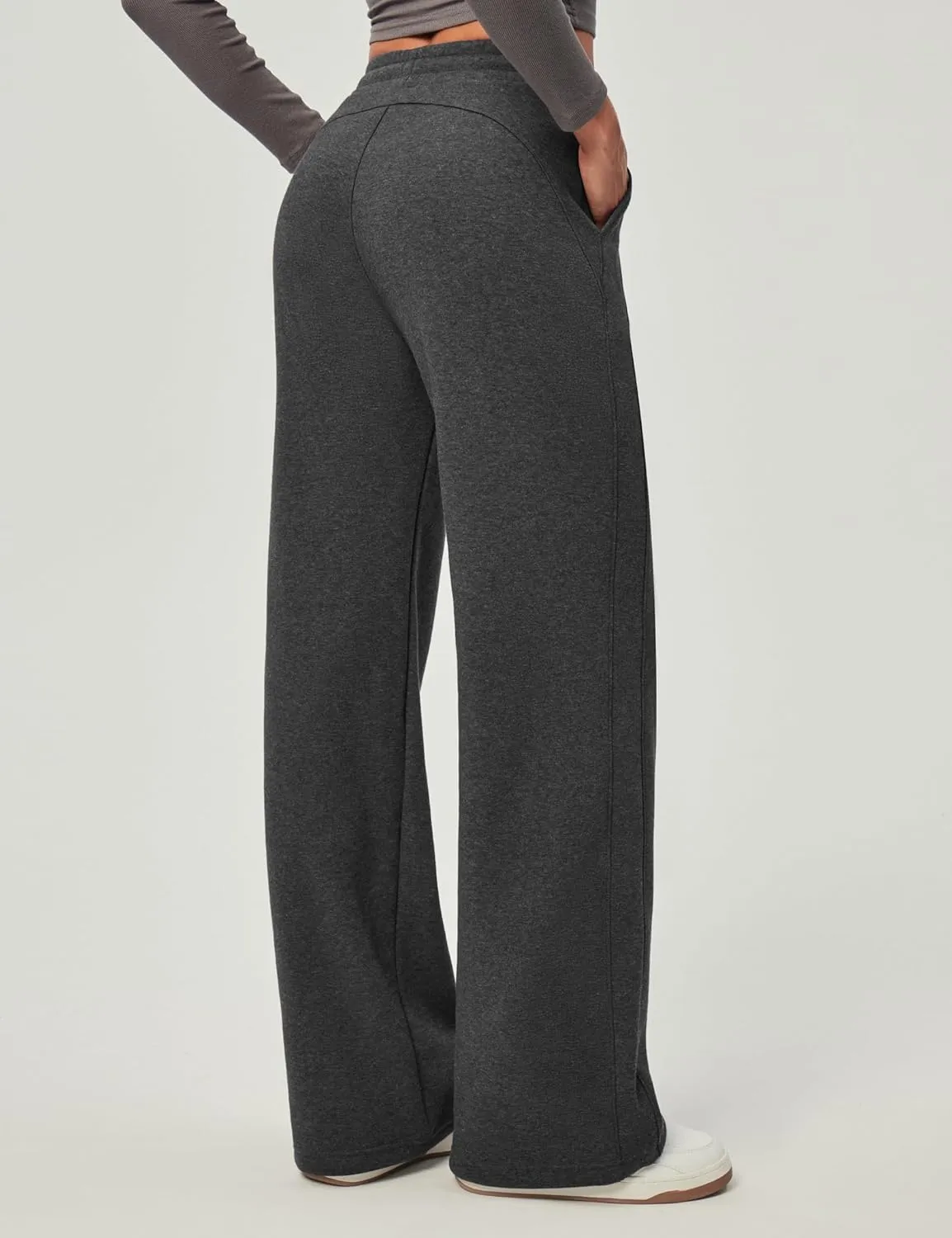 Heathyoga Fleece Lined Wide Leg Sweatpants Women Baggy High Waisted Flare Sweat Pants for Women Joggers with Pockets