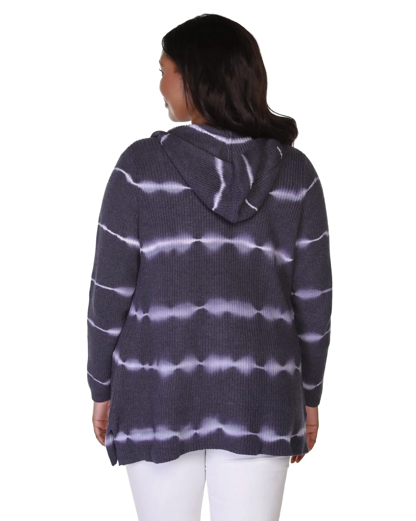 Kamila Tie-Dye Hooded Cardigan | Navy/White