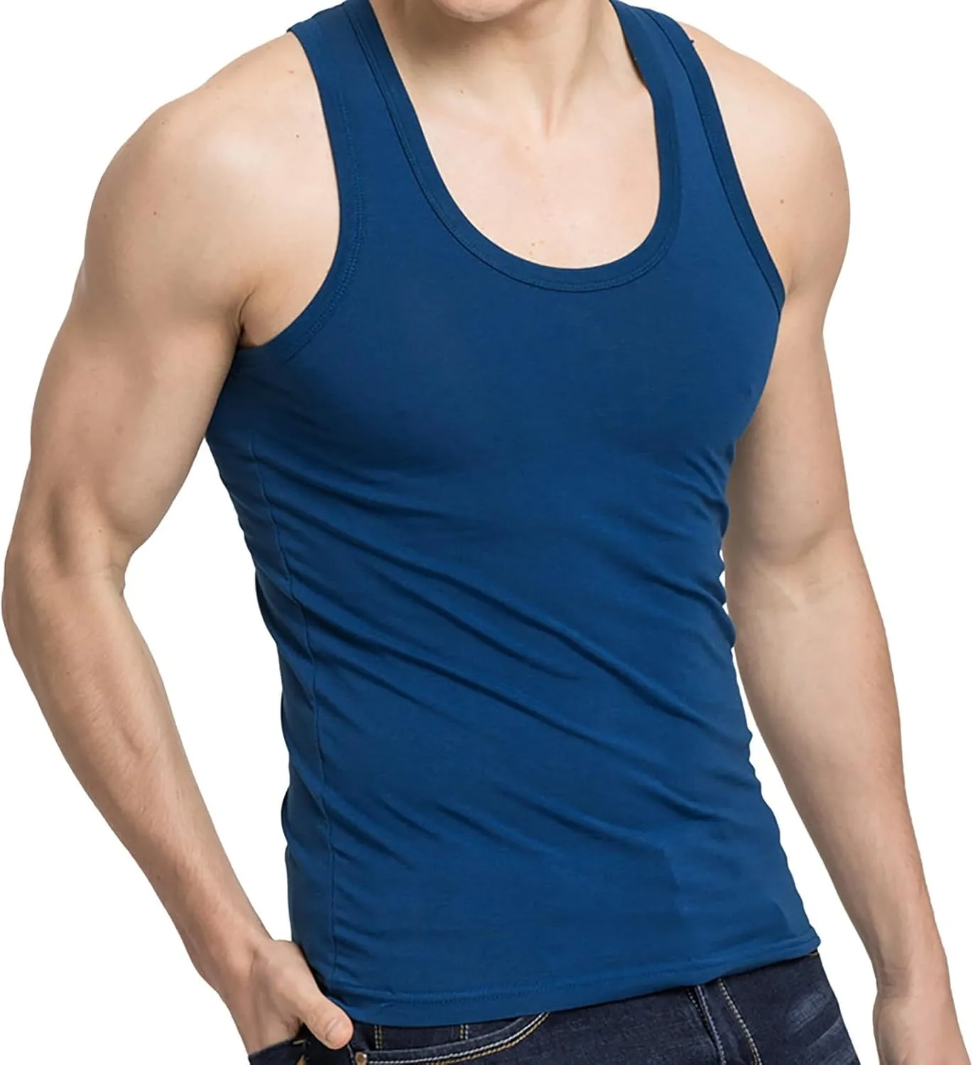 Mens Cotton Gym Tank Tops Athletic Sleeveless Bodybuilding Workout Muscle Shirts Dry Fit Moisture Wicking Sweatshirts