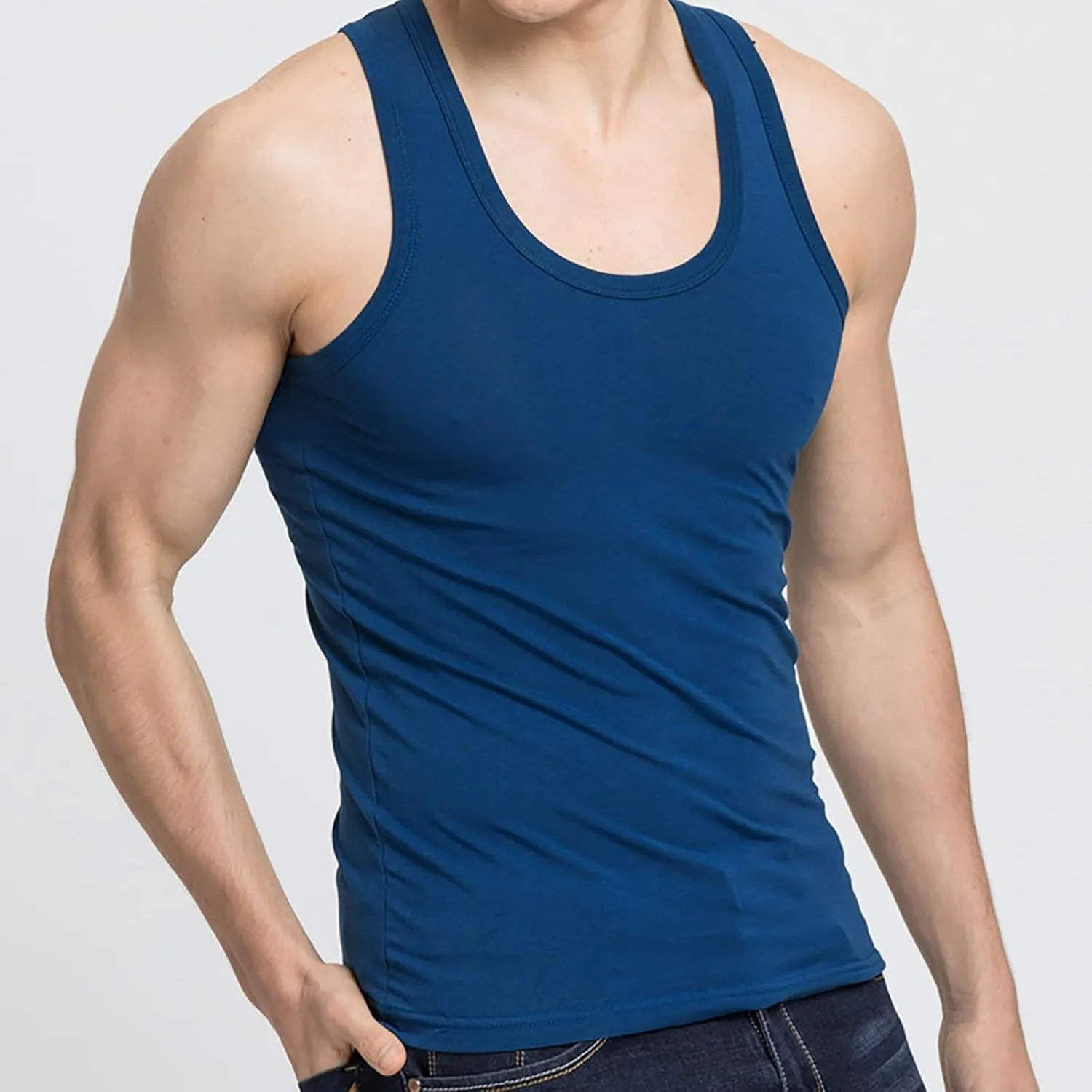 Mens Cotton Gym Tank Tops Athletic Sleeveless Bodybuilding Workout Muscle Shirts Dry Fit Moisture Wicking Sweatshirts