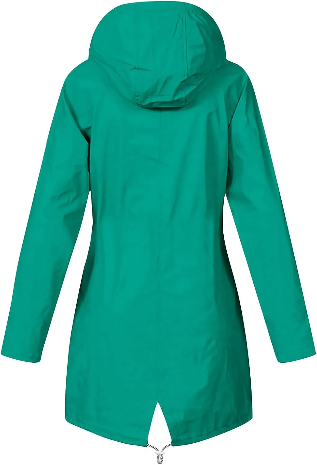 NaRHbrg Women's Waterproof Raincoat Zipper Mid Length Raincoat Rainwear Outdoor Rain Jacket Hooded Active Windbreaker