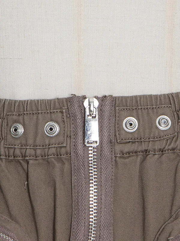 Original Creation High Waisted Loose Split-Joint With Big Pockets Zipper Skirts Bottoms