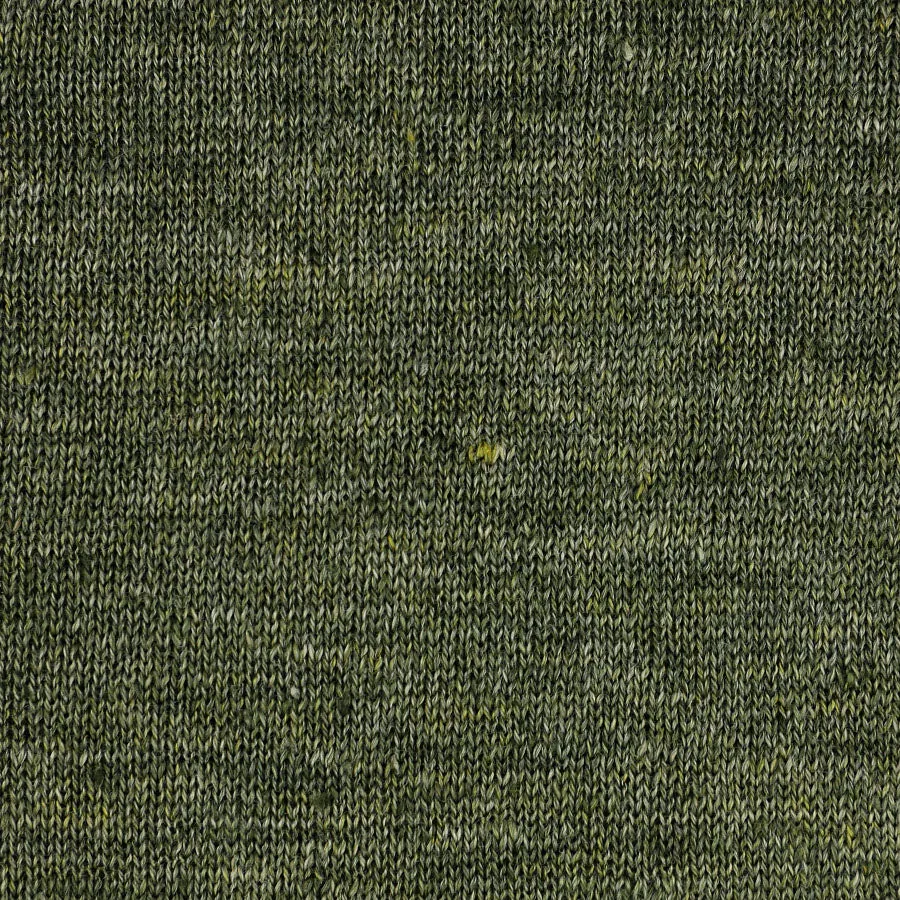 Pure Linen Short Sleeve Polo Shirt - Olive Mottled
