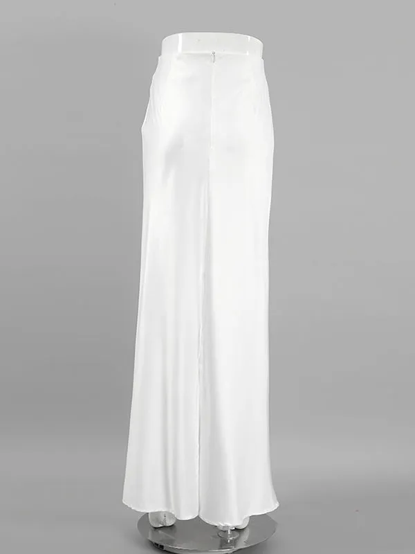 Solid Color Split-Back A-Line Skirts Bottoms