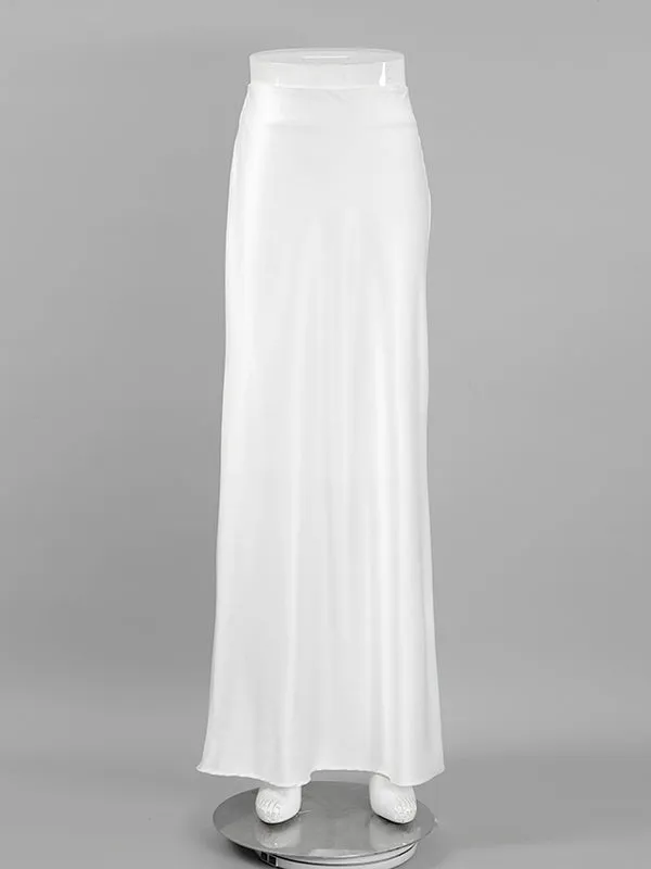 Solid Color Split-Back A-Line Skirts Bottoms