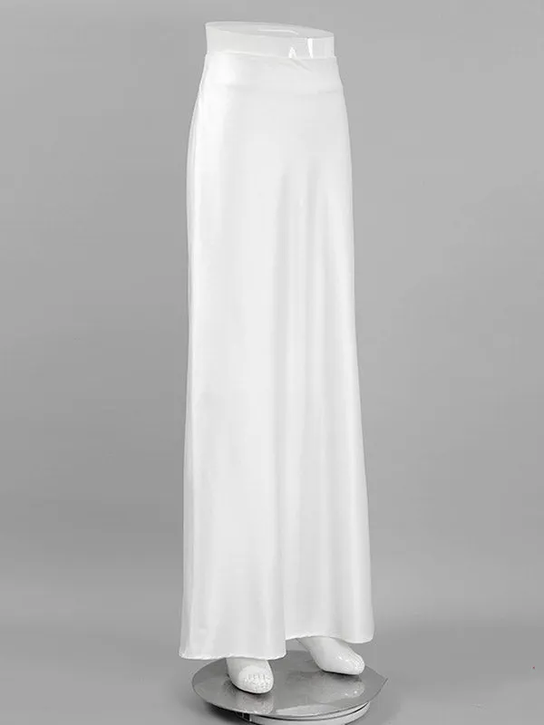 Solid Color Split-Back A-Line Skirts Bottoms