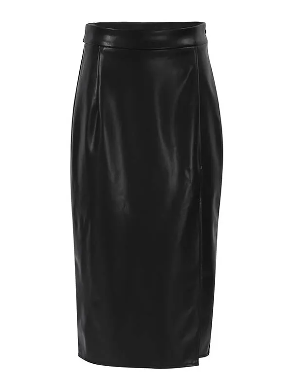 Solid Color Split-Front Zipper High Waisted Skirts Bottoms