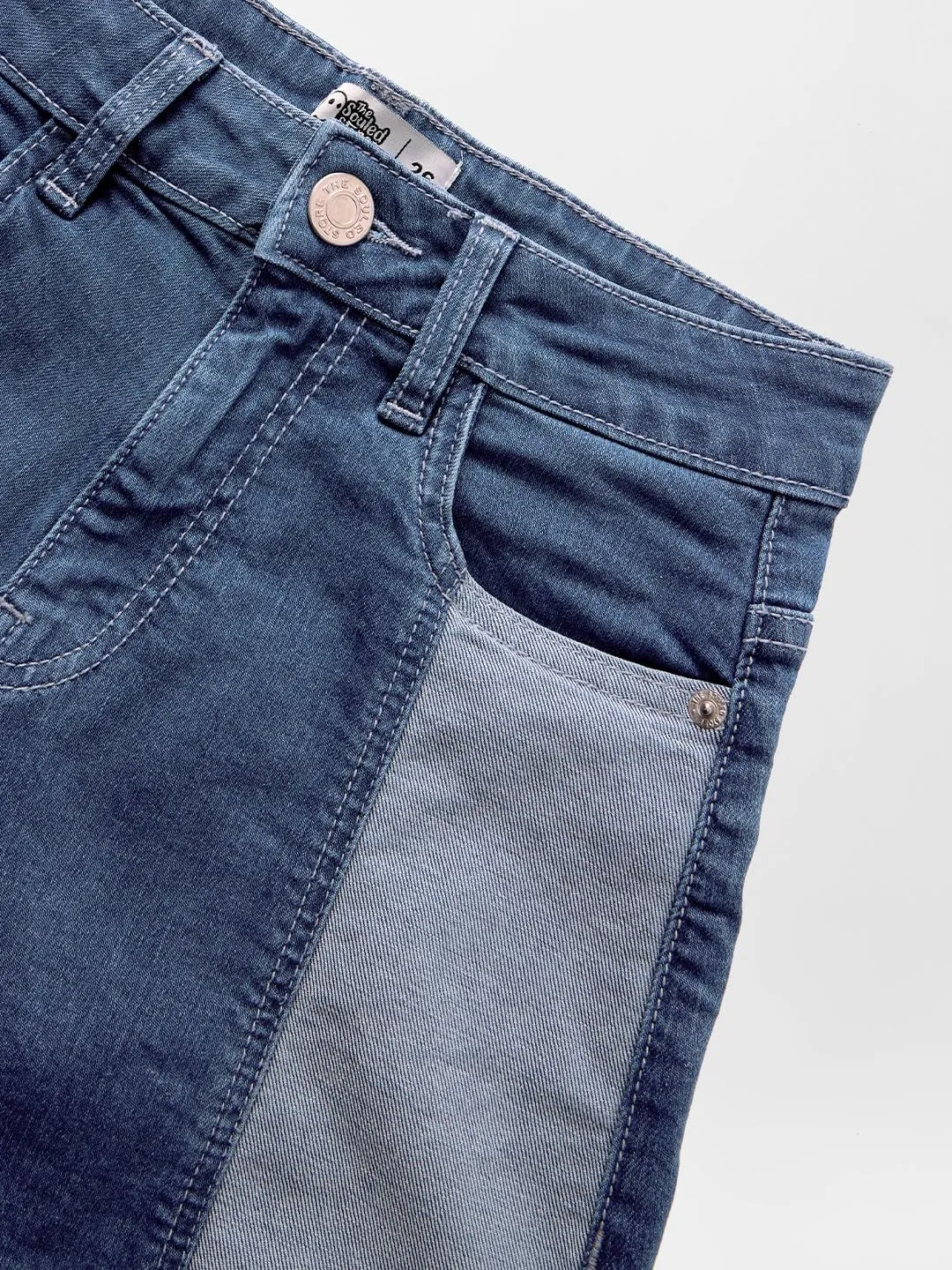 The Souled Store Women Blue Colourblock Denim Shorts