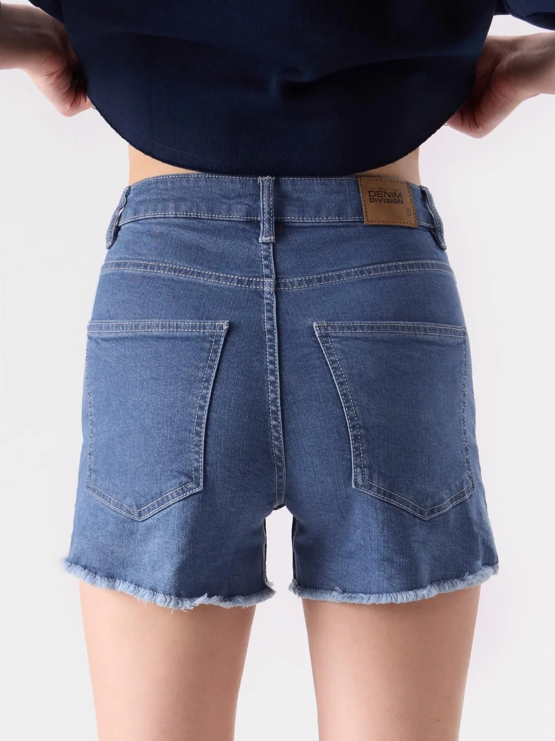 The Souled Store Women Blue Colourblock Denim Shorts