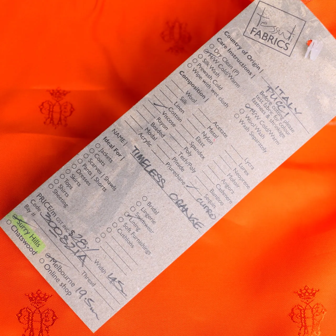 Timeless Orange Fancy Lining