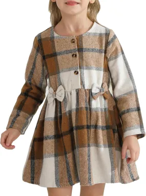 Toddler Girls Winter Long Sleeve Dresses Kids Fall Cute Clothes Little Girl Outfits for Size 4-7 Years