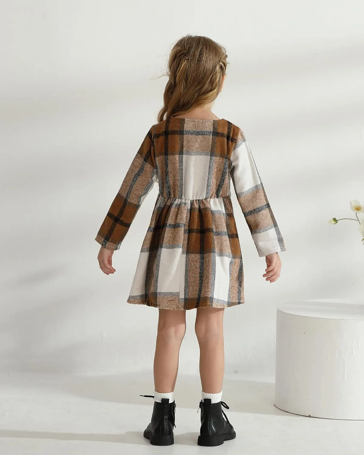 Toddler Girls Winter Long Sleeve Dresses Kids Fall Cute Clothes Little Girl Outfits for Size 4-7 Years