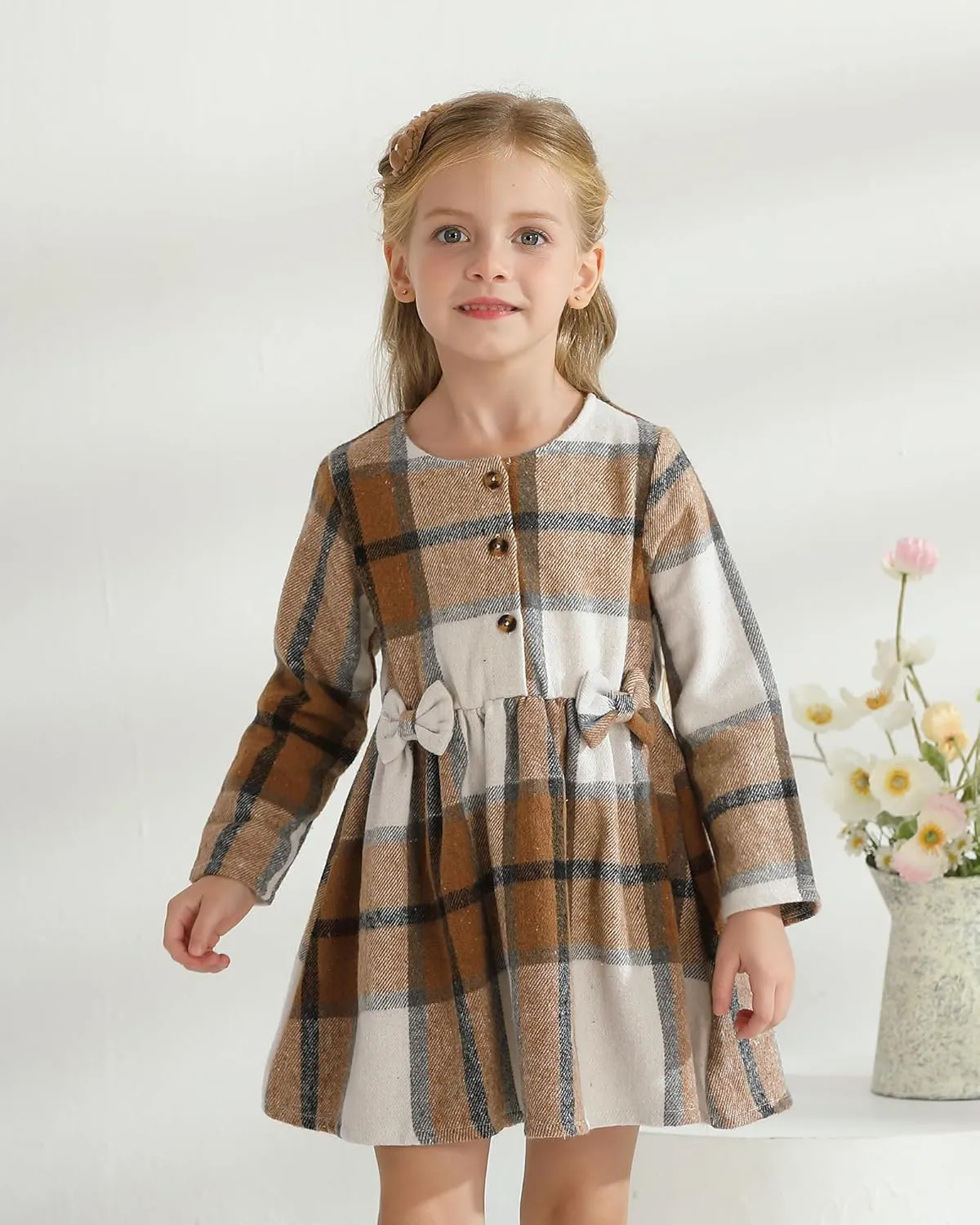 Toddler Girls Winter Long Sleeve Dresses Kids Fall Cute Clothes Little Girl Outfits for Size 4-7 Years
