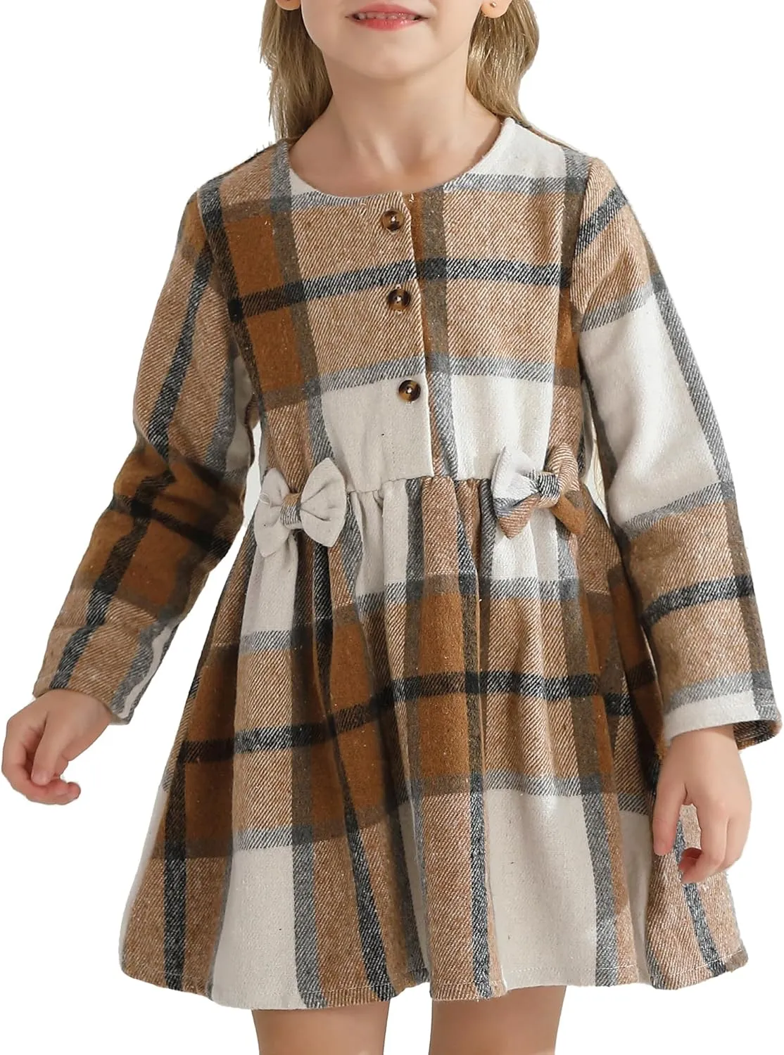 Toddler Girls Winter Long Sleeve Dresses Kids Fall Cute Clothes Little Girl Outfits for Size 4-7 Years