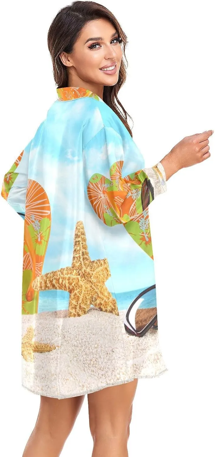Women Button Down Beach Shirt Dress Midi Bathing Suit Cover Up Beachwear S-XXL