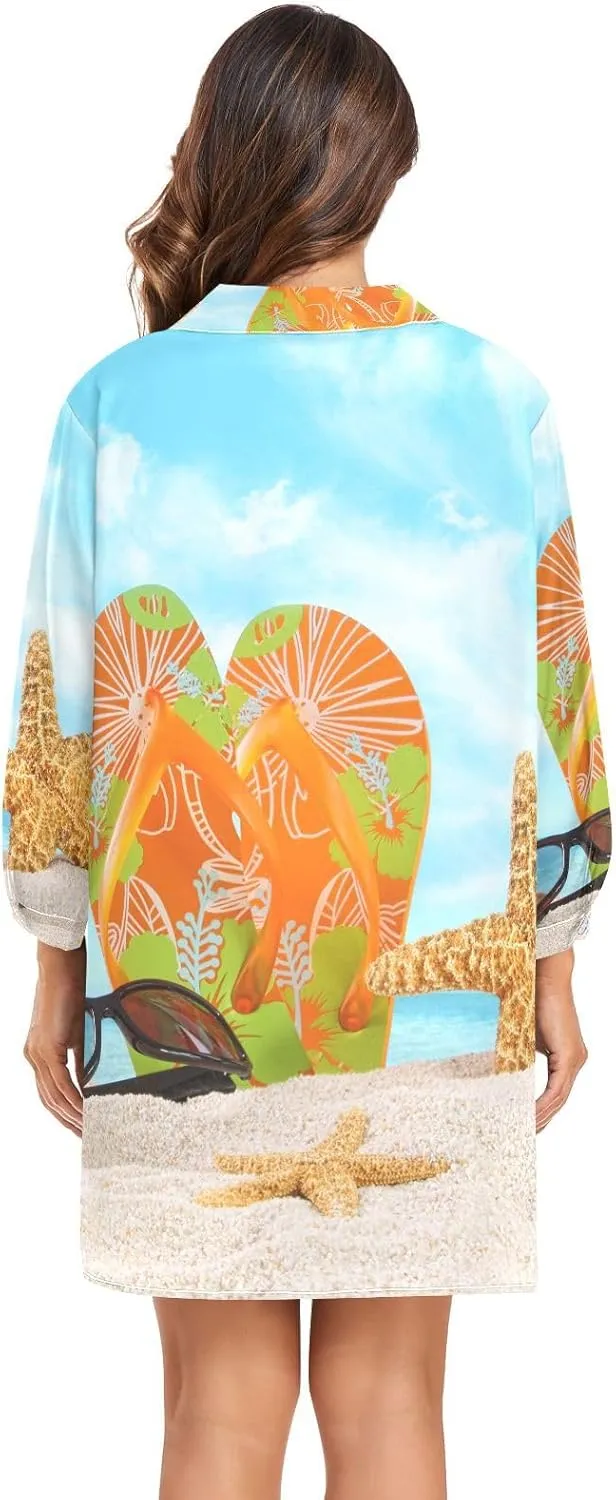 Women Button Down Beach Shirt Dress Midi Bathing Suit Cover Up Beachwear S-XXL
