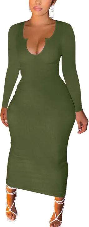Women Sexy Two Piece Skirt Outfits Long Sleeve/Sleeveless V Neck Bodycon Ribbed Knitted Maxi Club Party Dress