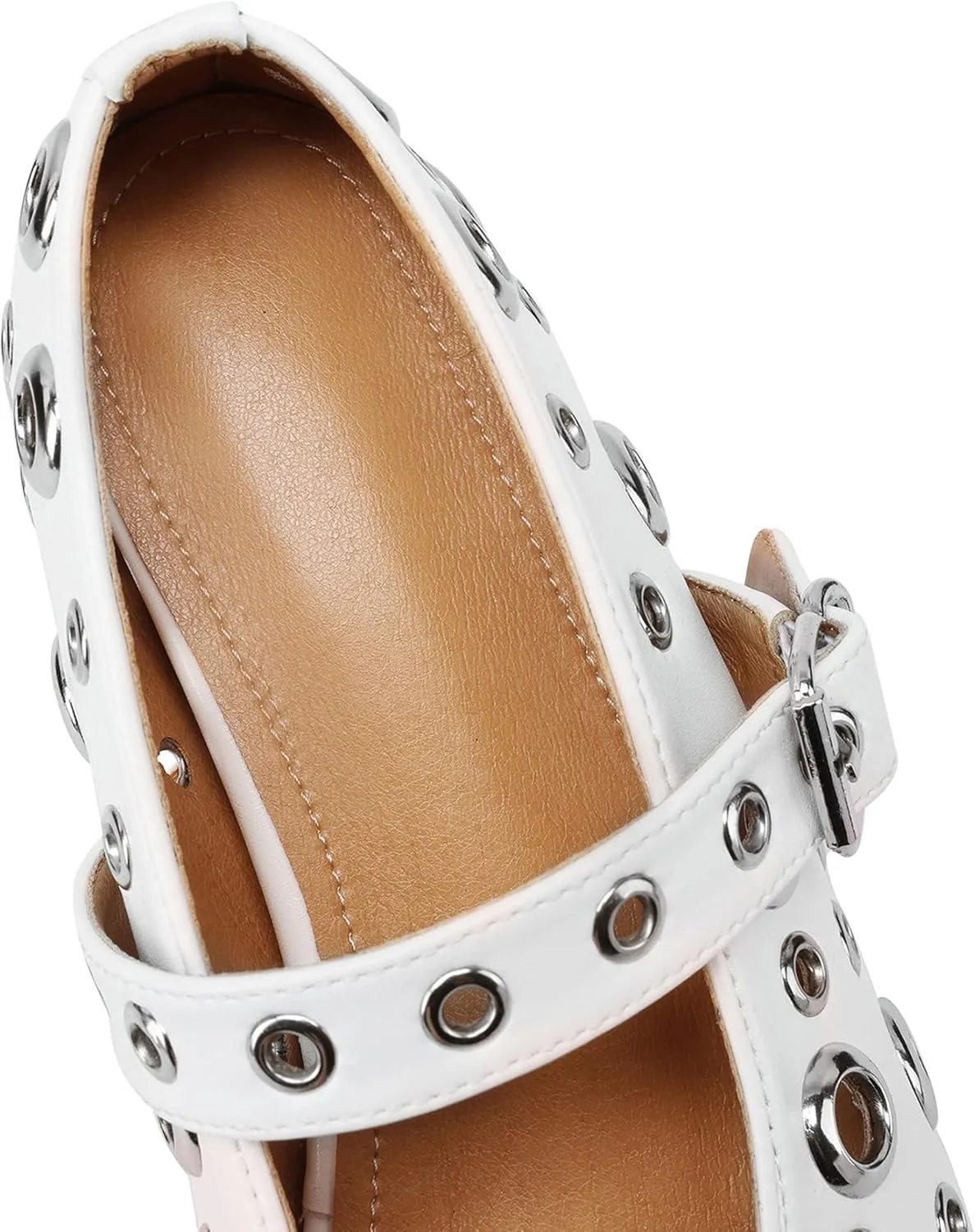 Women's Black Perforated Flat Shoes with Chunky Metallic Ring Embellishments Fashion Casual Loafers Comfortable Walking Slip-On
