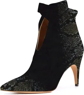 XYD Women Classical Pointed Toe Ankle Booties Dress Low Kitten Heels Graceful Bow Pull-on Boots Party Festival Shoes